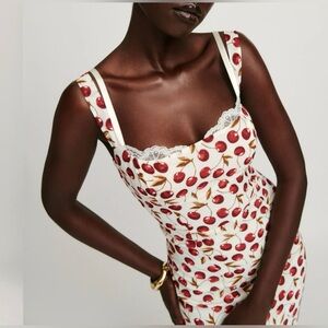 Reformation Irisa Fitted Dress in Cheesecake Cherry Size 2
